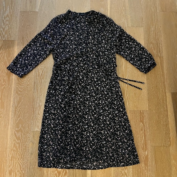 All Saints Sheer Black Dress with Pink Floral Pattern used - Picture 6 of 9